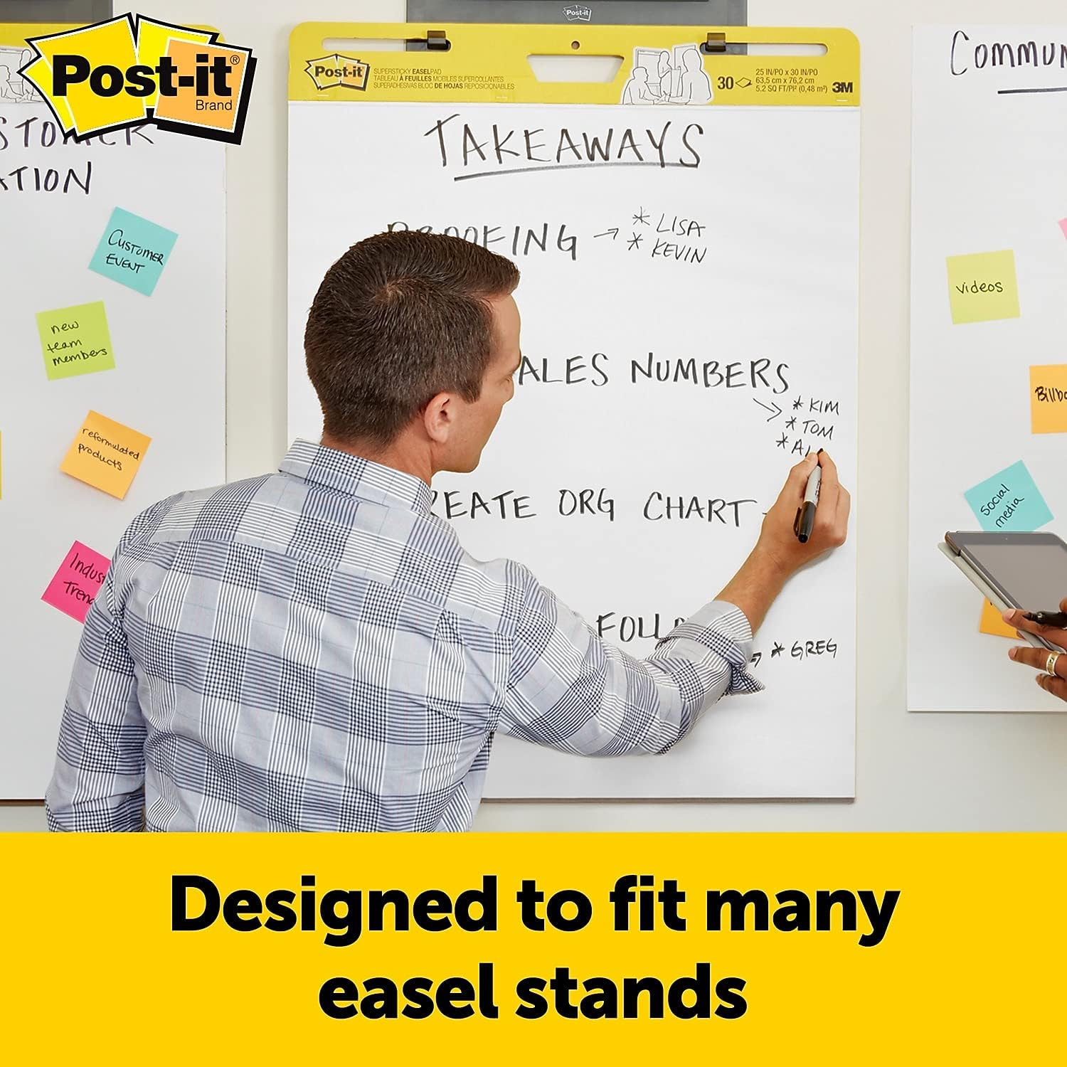Post-it Super Sticky Easel Pad, Short Backcard Format, White, 25 in x 30 in, 30 Sheets/Pad, 2 Pads/Pack, Great for Virtual Teachers and Students (559 STB)