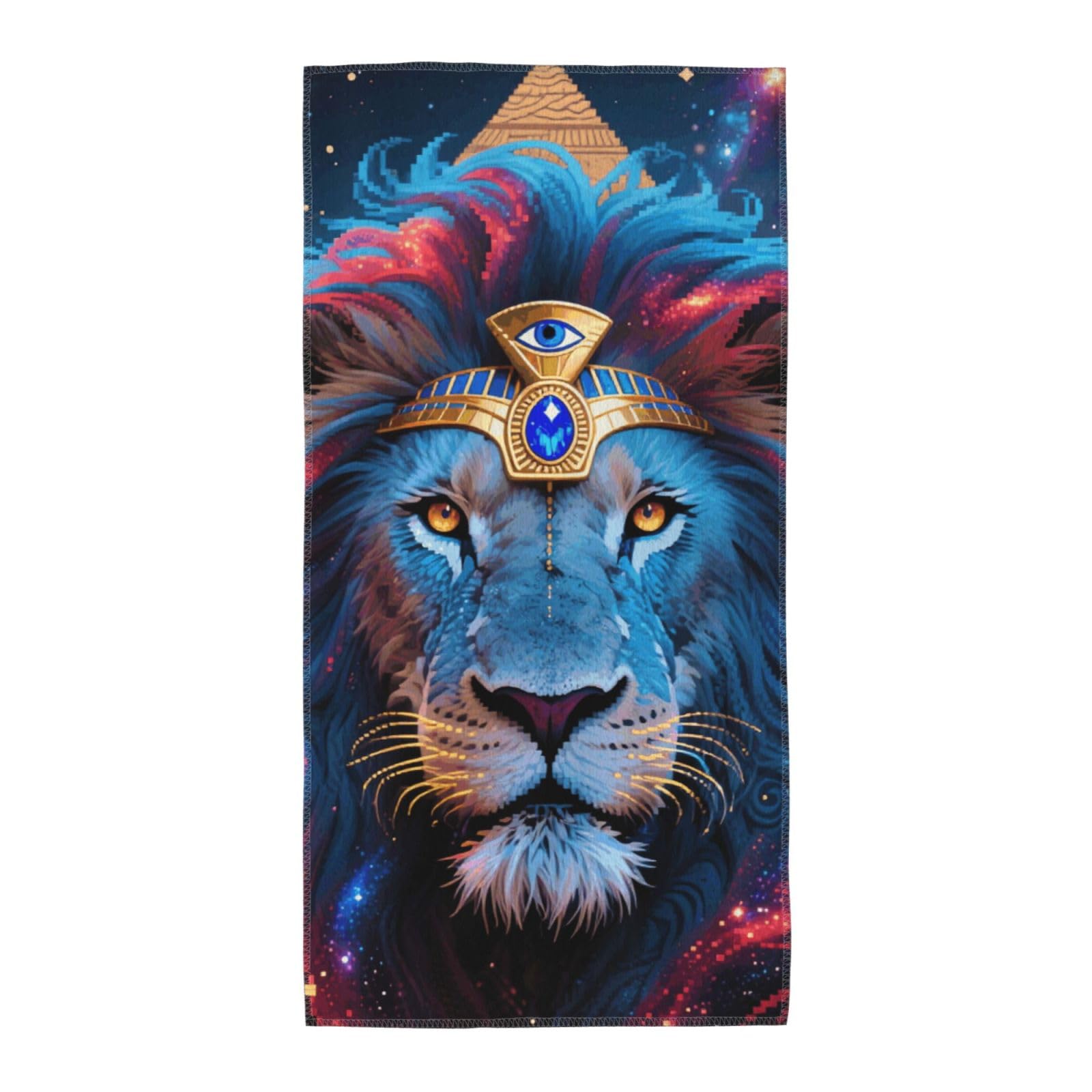 FekiLoot Absorbent Hand Towels 12"X24" Decorative Bathroom Towel Soft Microfiber Face Towel Lion in Mystical Starry Night Dish Kitchen Towels for Bathroom Kitchen Hotel Spa Bath Towels