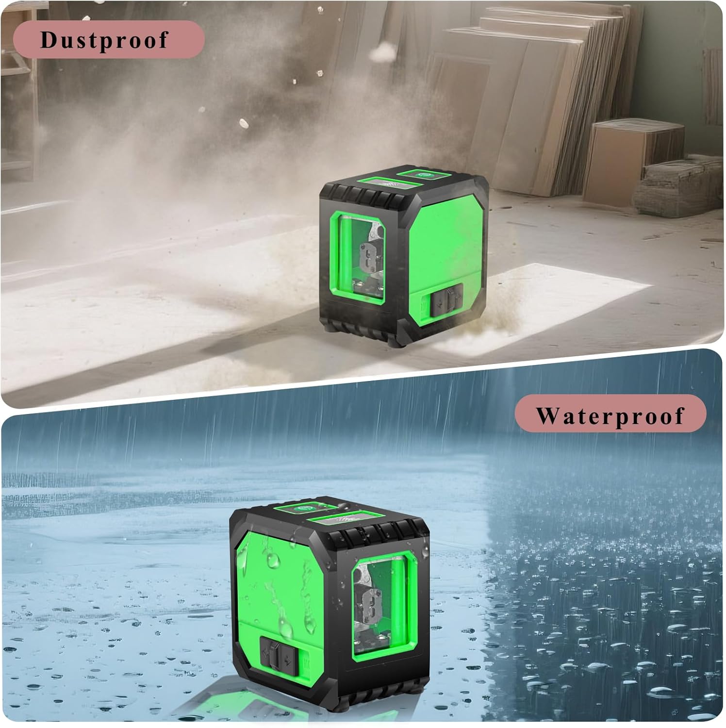 Laser level with tripod home improvement picture hanging tool,Green Cross Line Self-Leveling Floor Tile Wall Home Renovation, Battery Included,150 Ft,laserpower<1mW, Class 2 Laser output image 5 of 7 B0FF9KXM8V