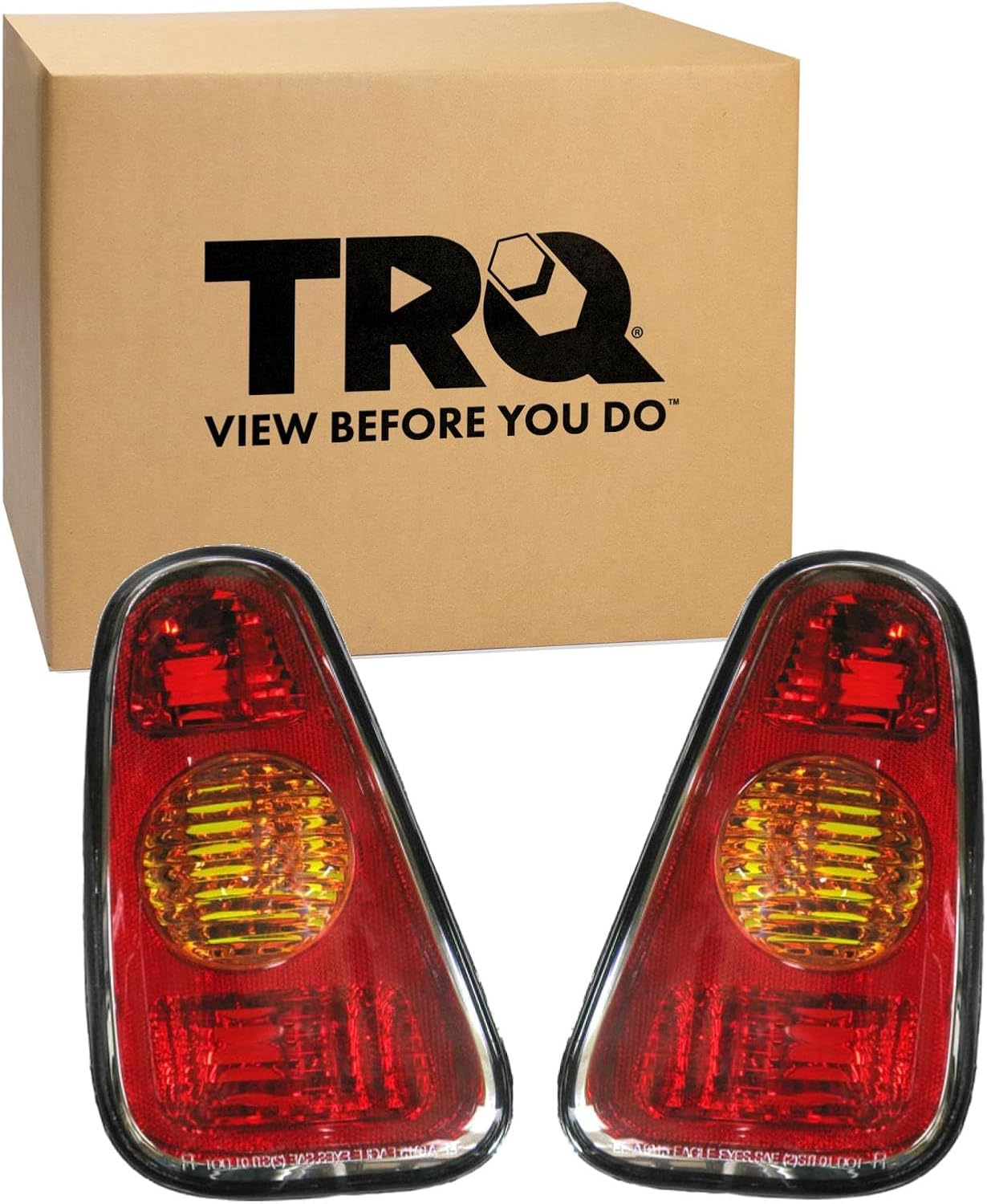 TRQ Rear Tail Lights Set Driver & Passenger Side Fits 2002 2003 2004 Mini Cooper with Bumper Mounted Reverse Light 2005 2006 Mini Cooper Hatchback with Bumper Mounted Reverse Light