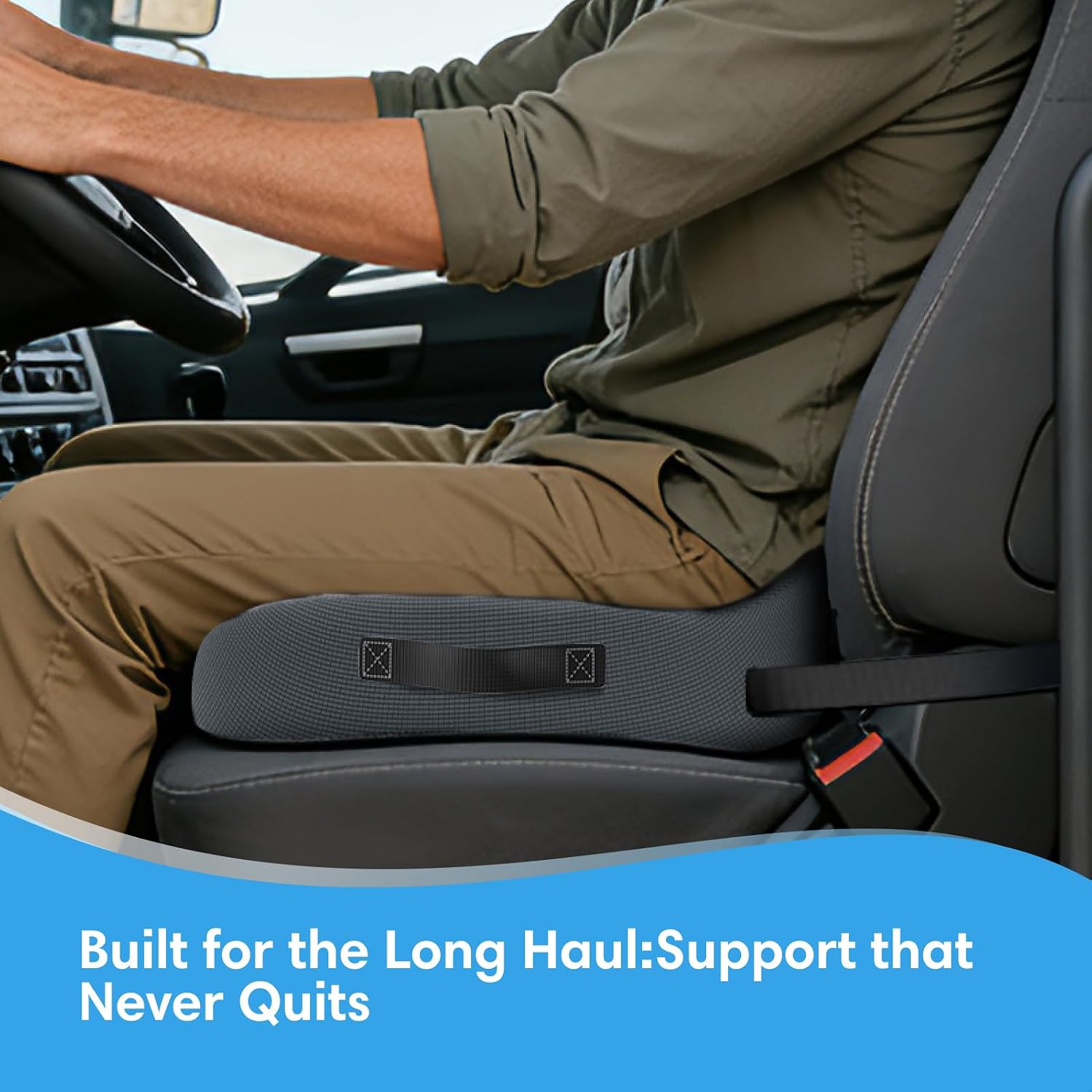 Car Seat Cushion, Memory Foam Seat Cushion for Truck Drivers, Car Seats, Travel & Wheelchair, Sciatica Ease & Tailbone Pain Relief Pillow for Long Sitting Comfort