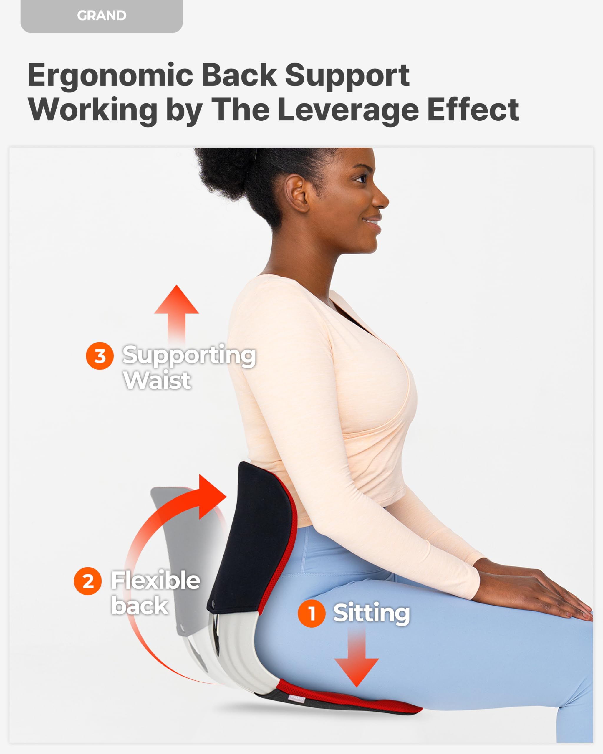 curble GRAND COVER SET - Silla ergonómica de apoyo para la espalda y funda desmontable, soporte lumbar para corrector de postura de espalda y alivio del dolor de espalda baja, perfecto para silla de