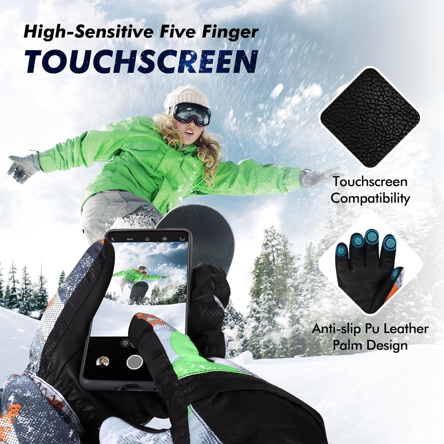 Ski Gloves, Warmest Waterproof and Breathable Snow Gloves for Cold Weather, Fits Both Men & Women,for Parent Child Outdoor - Image 3