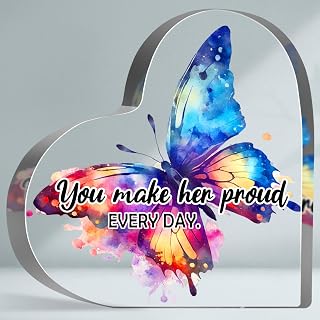 Loss of Loved One Acrylic Sign, Memorial Gifts for Loss of Loved One, Heart-shaped Acrylic Keepsake with Warm Words, You Make Her Proud Every Day Sign, Remembrance Bereavement Gifts