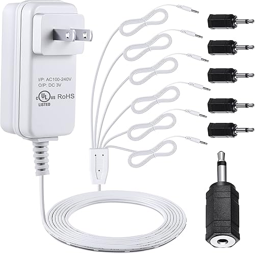 Meonum Adaptador de corriente compatible con colecciones Department 56 Village, cable de alimentación de 3 V CACC con certificación UL, 6 enchufes