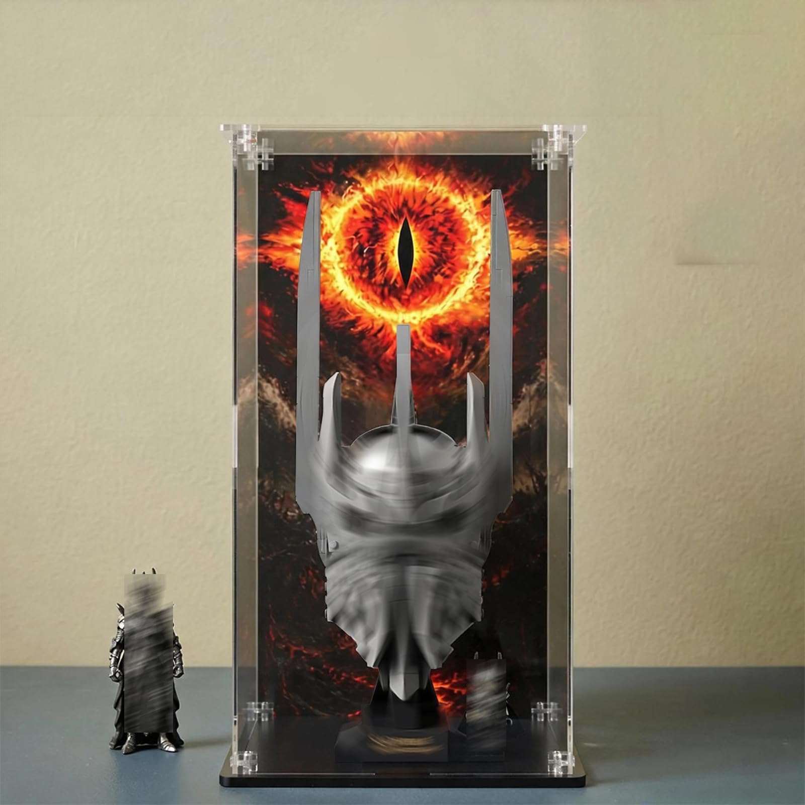 Witryna akrylowa do Lego 11373 Casque de Sauron , pyłoszczelna, 18 x 18 x 35 cm, przezroczysty wyświetlacz odporny na zarysowania, odporny na żółknięcie (tylko witryna) (Fond)