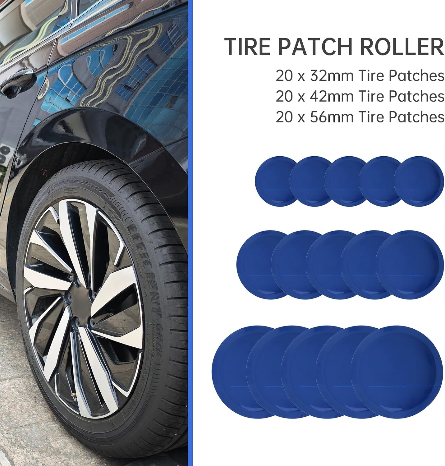Windance Tire Repair Kit for Grinding, 42mm Buffing Wheel Inner Liner Scraper Patch Roller 60pcs Rubber Ratches (32/42/58mm) Pencil Tire Pressure Gauge for Car Truck Motorcycle ATV UTV Bicycle E-Bike