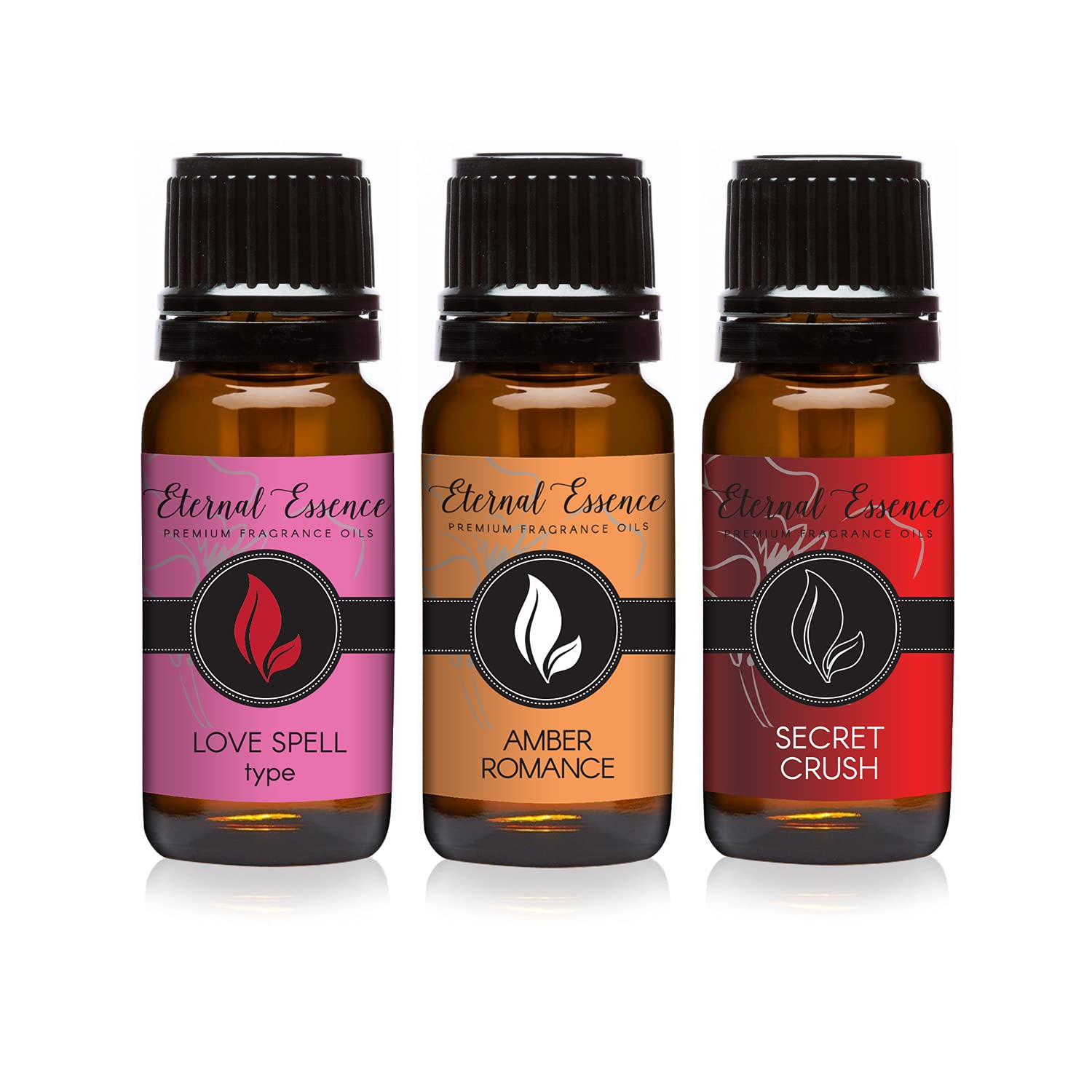 Trio (3) - Amber Romance, Secret Crush &amp; Love Spell - Premium Fragrance Oil Trio - 10ML