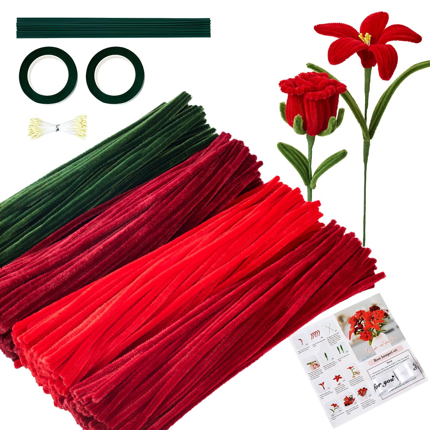 Pipe Cleaners for Craft Flowers 400 Pcs Red Pipe Cleaners for Craft