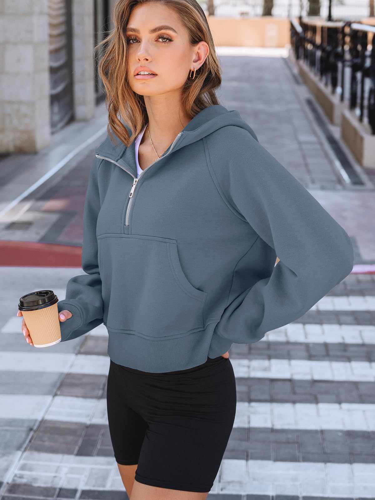 AUTOMET Womens Hoodies Fleece Fall Fashion Outfits Workout Sweatshirts Y2k Winter Zip Up Jackets Oversized Tops Clothes 2025 GreyBlue S
