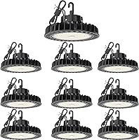 Vista 13 de HYPERLITE Luces LED High Bay de 100 W, 14,500 lm (145 lm/w) 5000 K, 1-10 V, regulable, cable de 5' con enchufe de 110 V, gancho de EE. UU., listado