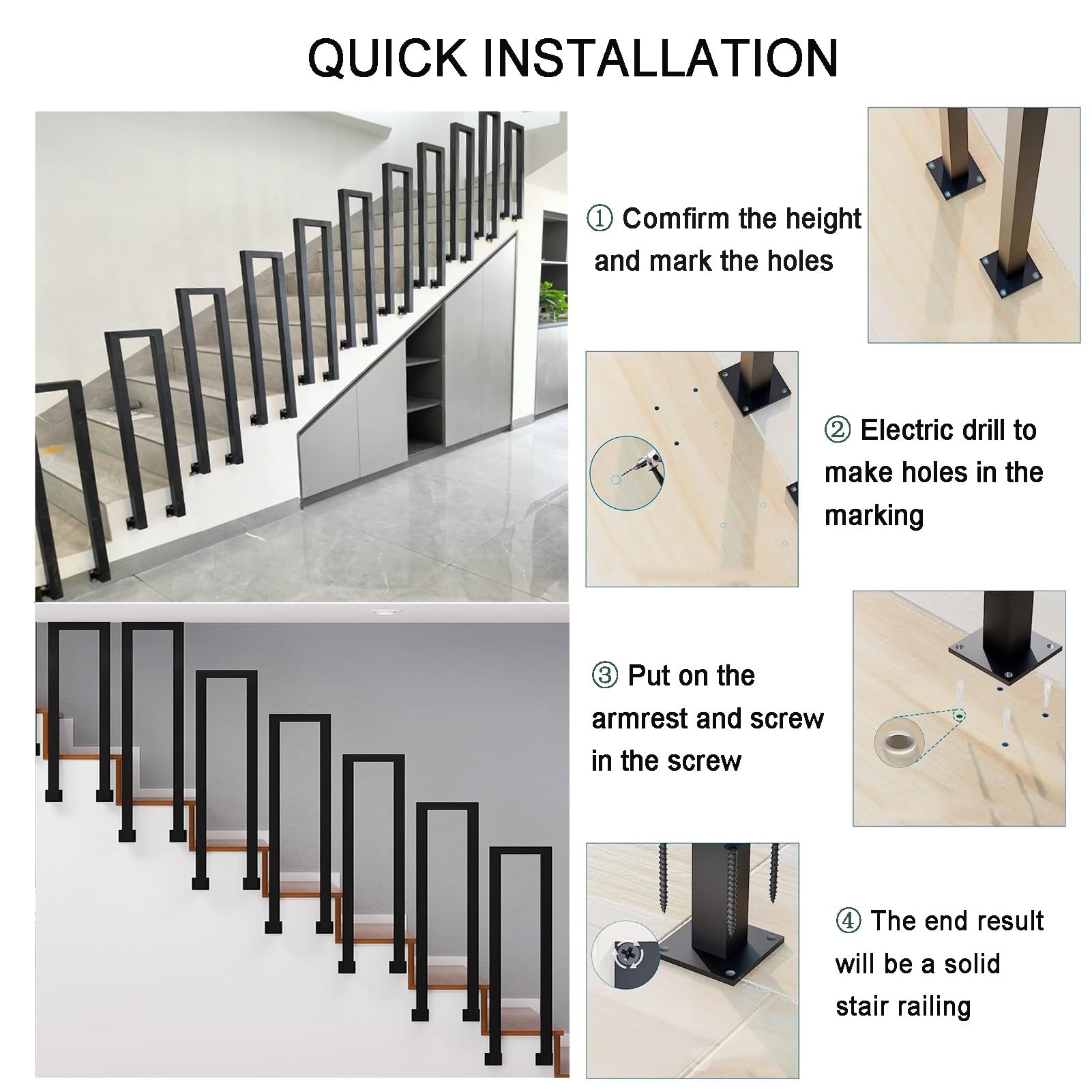 Handläufe für Außenstufen, an der Wand montiertes Außentreppengeländer, schmiedeeiserner Übergangshandlauf, vorderes Verandageländer für Stufen, schwarzer Haltegriff für Treppen ( Size : 45cm(1.5ft) )