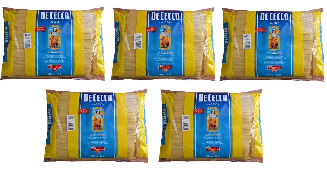 5x De Cecco Linguine Pasta di Semola di Grano Duro Hartweizengrieß Pasta 100% Italienische Pasta Längliche Pasta Packung mit 3Kg