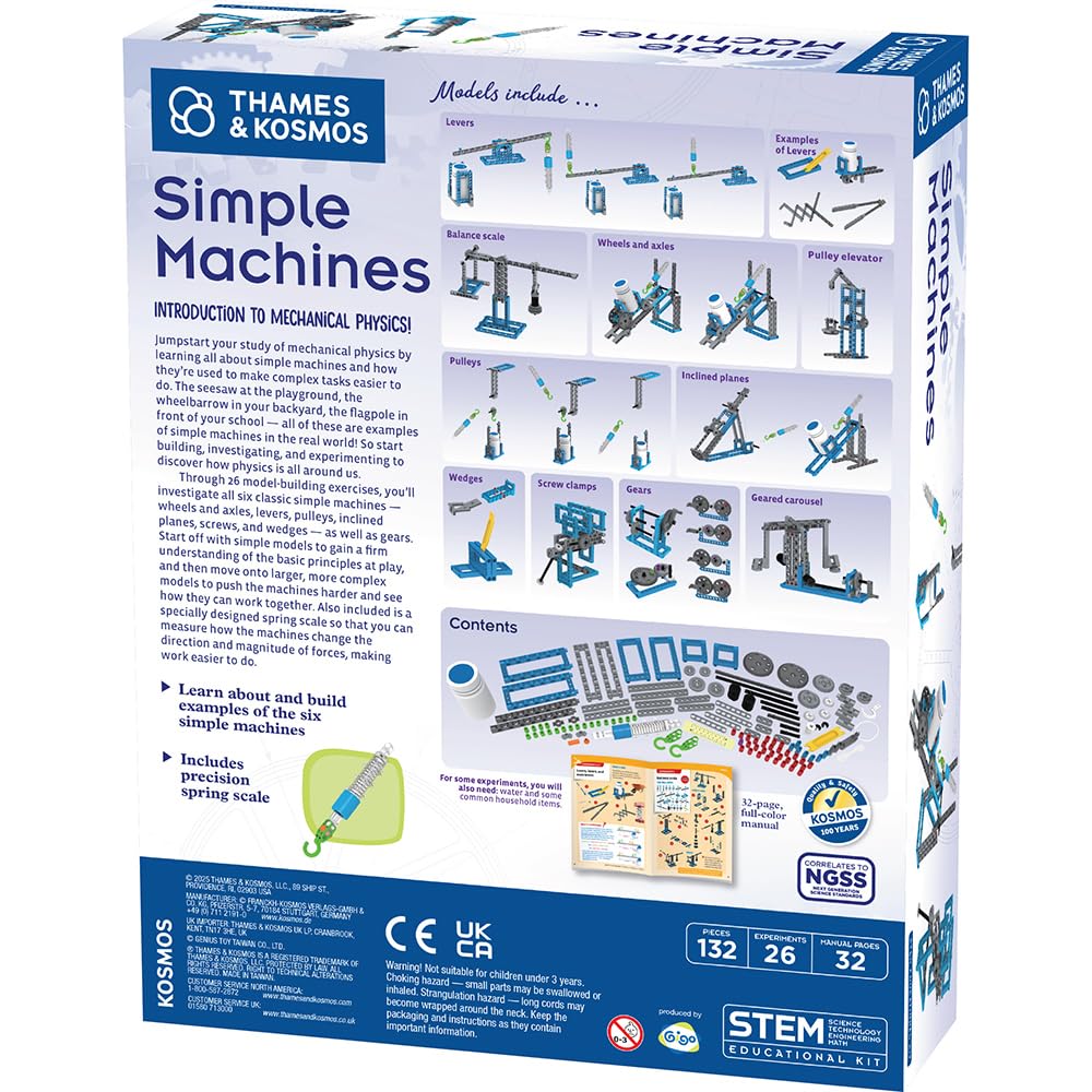 Thames & Kosmos, 665069, Simple Machines, STEM Kit, 26 Different Experiments, Intro to Mechanical Physics, Ages 8+