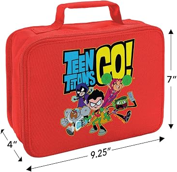 Teen Titans Go Logo and Characters Insulated Soft Sided, BPA Free, Red