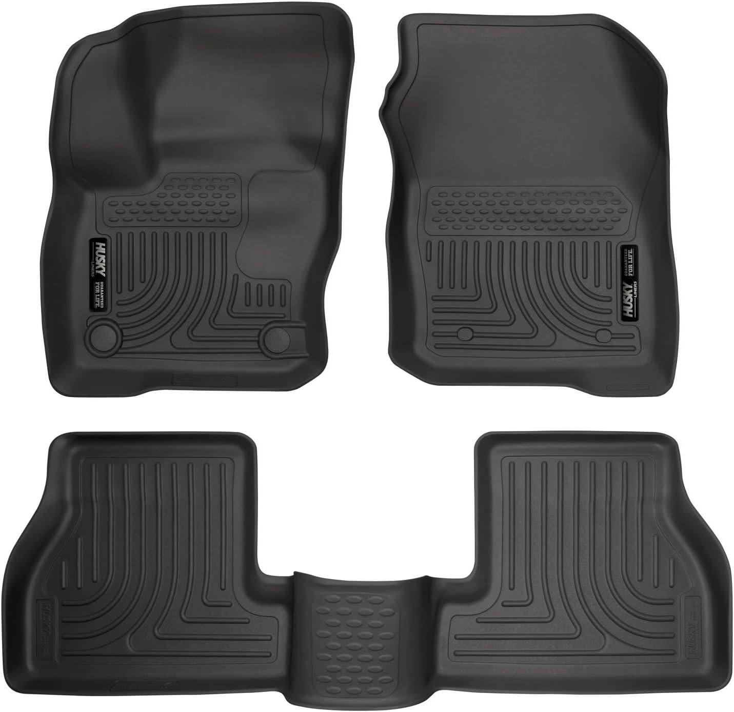 Husky Liners Weatherbeater Floor Mats | Fits 2016 - 2018 Ford Focus | Front & 2nd Row, 3-pc Black - 99771