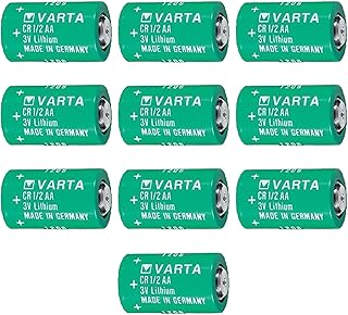 [10 Pack] 3V CR1/2AA Battery or Varta CR1/2AA Series Lithium Battery, 950mAh