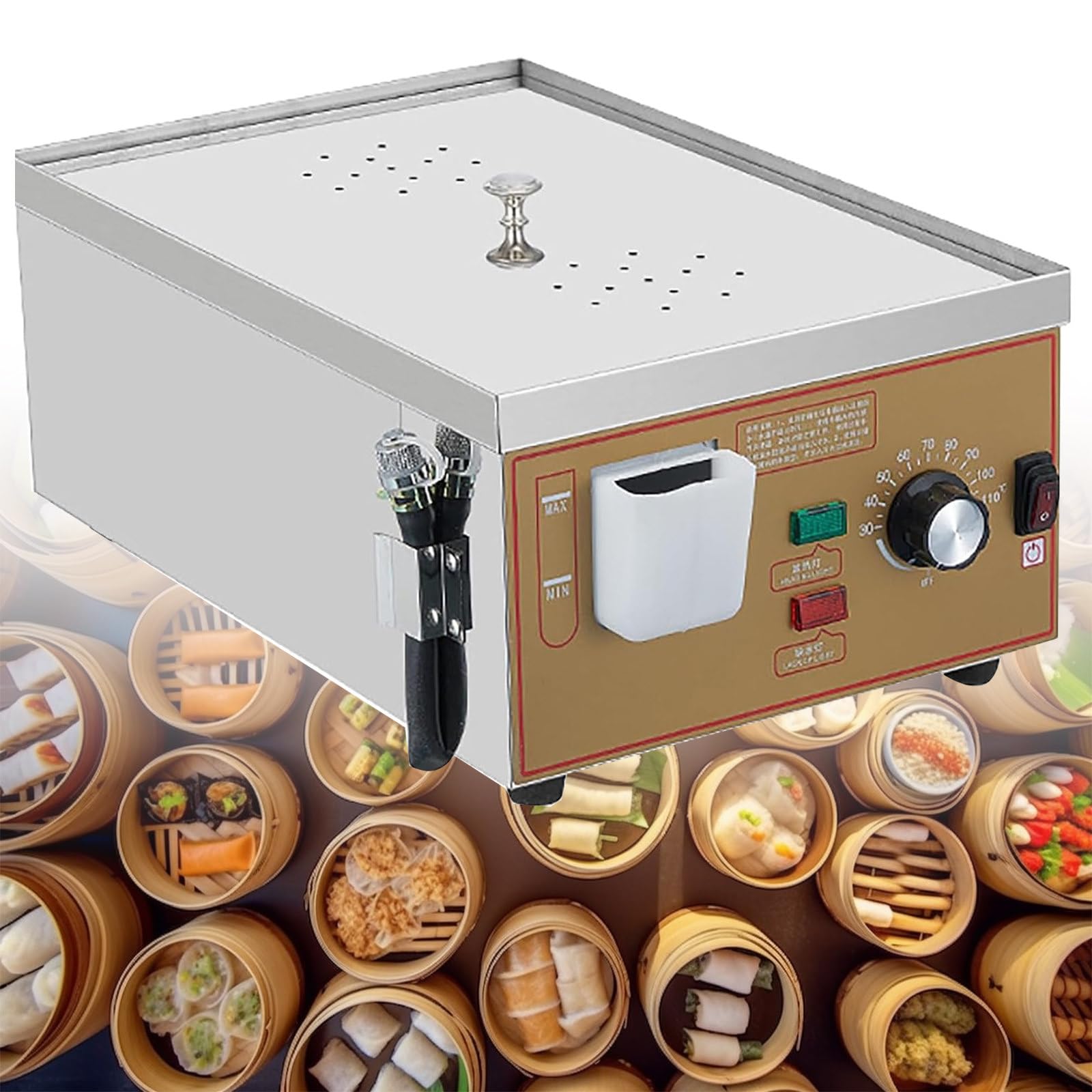 Macchina per panini al Vapore Commerciale, 2/4/6 Fori Vaporiera elettrica, Dimensioni della vaporiera 13-20 cm,vaporiera elettrica per ristoranti a Buffet Domestici,Two-Hole