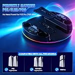 NEWDERY Console Stand for PS5, Dual Charging Station for PS5 Controllers | for PS5/PS5 Slim/PS5 Pro, for PS5 Controllers, Console Stand, Dual Controllers Charging Dock, Adjustable RGB Light, Black