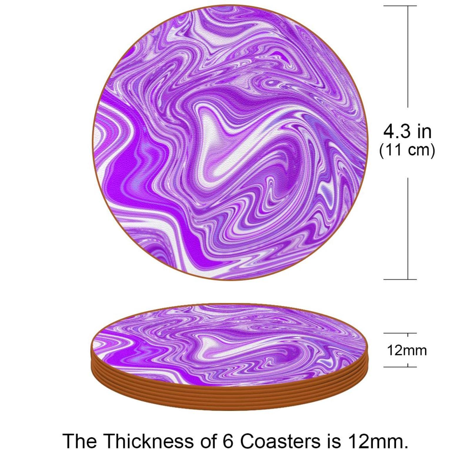 Lot de 6 sous-verres violets pour boissons, verres à vin, tasses et tasses, réutilisables au bureau, cuisine, bar, 10,9 cm