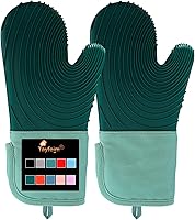 Vista 15 de Manoplas de horno de silicona, resistentes al calor, 500 °F, agarre duradero, antideslizante, manoplas de horno para cocina, resistentes al calor