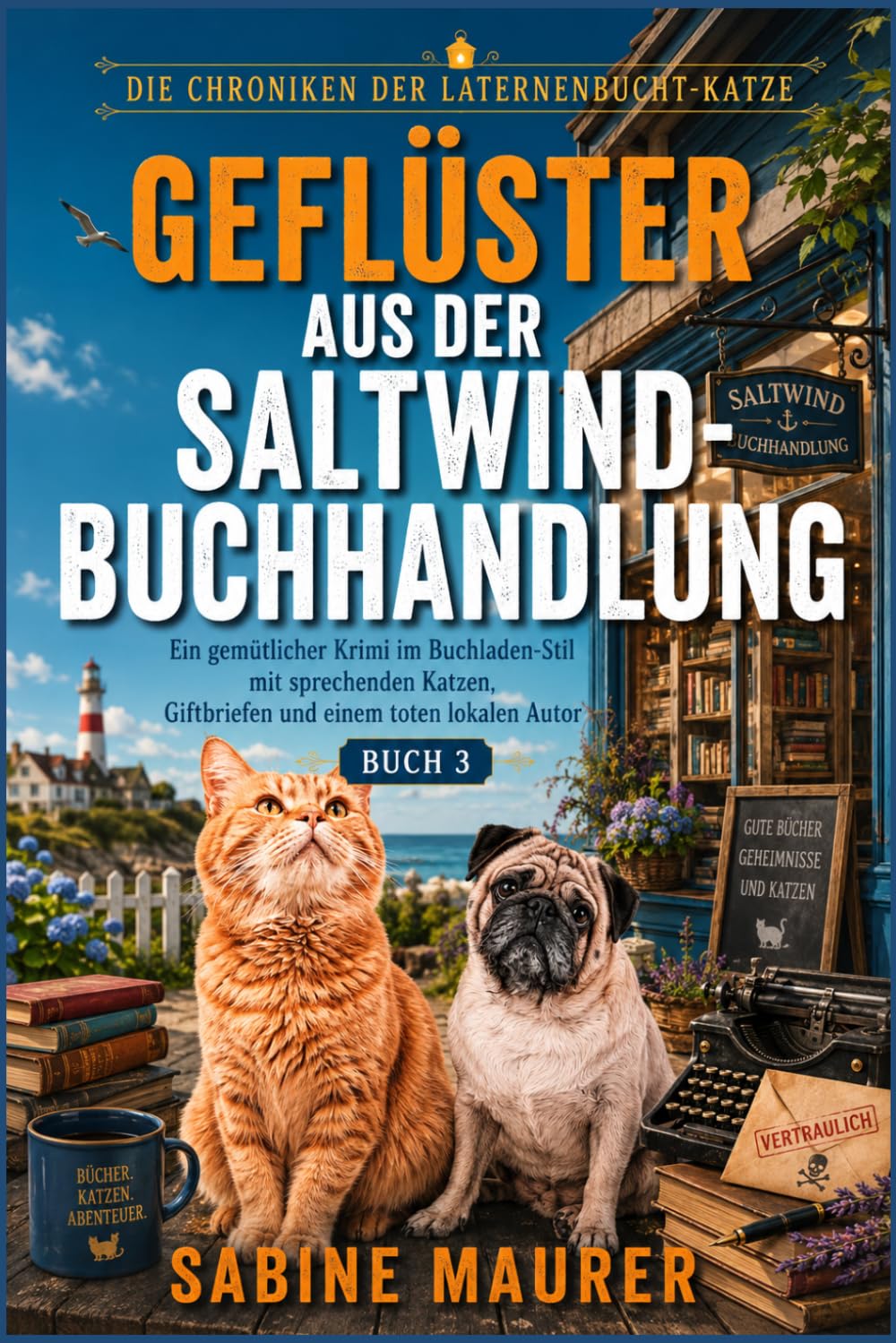 Geflüster aus der Saltwind -Buchhandlung: Ein gemütlicher Krimi im Buchladen-Stil mit sprechenden Katzen, Giftbriefen und einem toten lokalen Autor (Buch 3) (Die Chroniken der Laternenbucht-Katze)