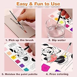 Paint with Water Coloring Books for Kids, Pocket Mess Free Watercolor Painting Kit, Water Color Paint Set Arts and Crafts Gift for Girls Ages 4 5 6 7 8+, Travel Activity Toy - Princess