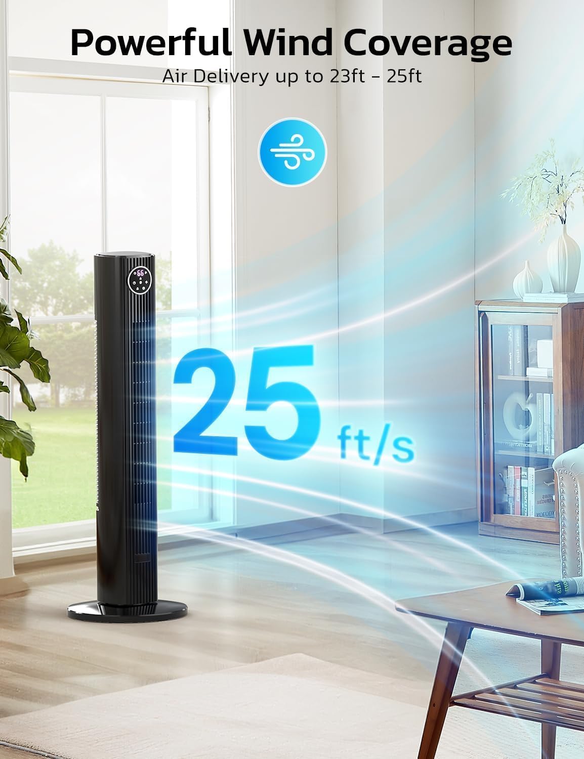 ZAFRO 36" Tower Fan 3-Speed & 90° Oscillation, 12H Timer, Washable Filter – Quiet Cooling for Bedroom Home Office