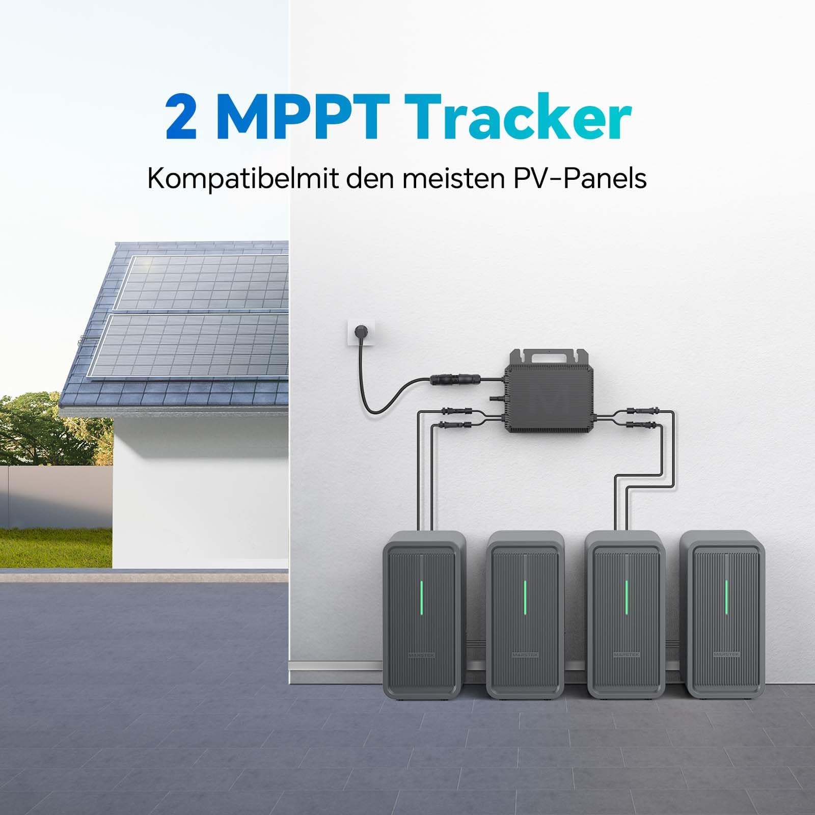 Marstek Mikro-Wechselrichter 800W (Upgrade 2026), Mikrowechselrichter für Balkonkraftwerk, 2MPPT, 0% MwSt, IP-67, WiFi, App-Steuerung, Plug & Play, für Photovoltaik-Module
