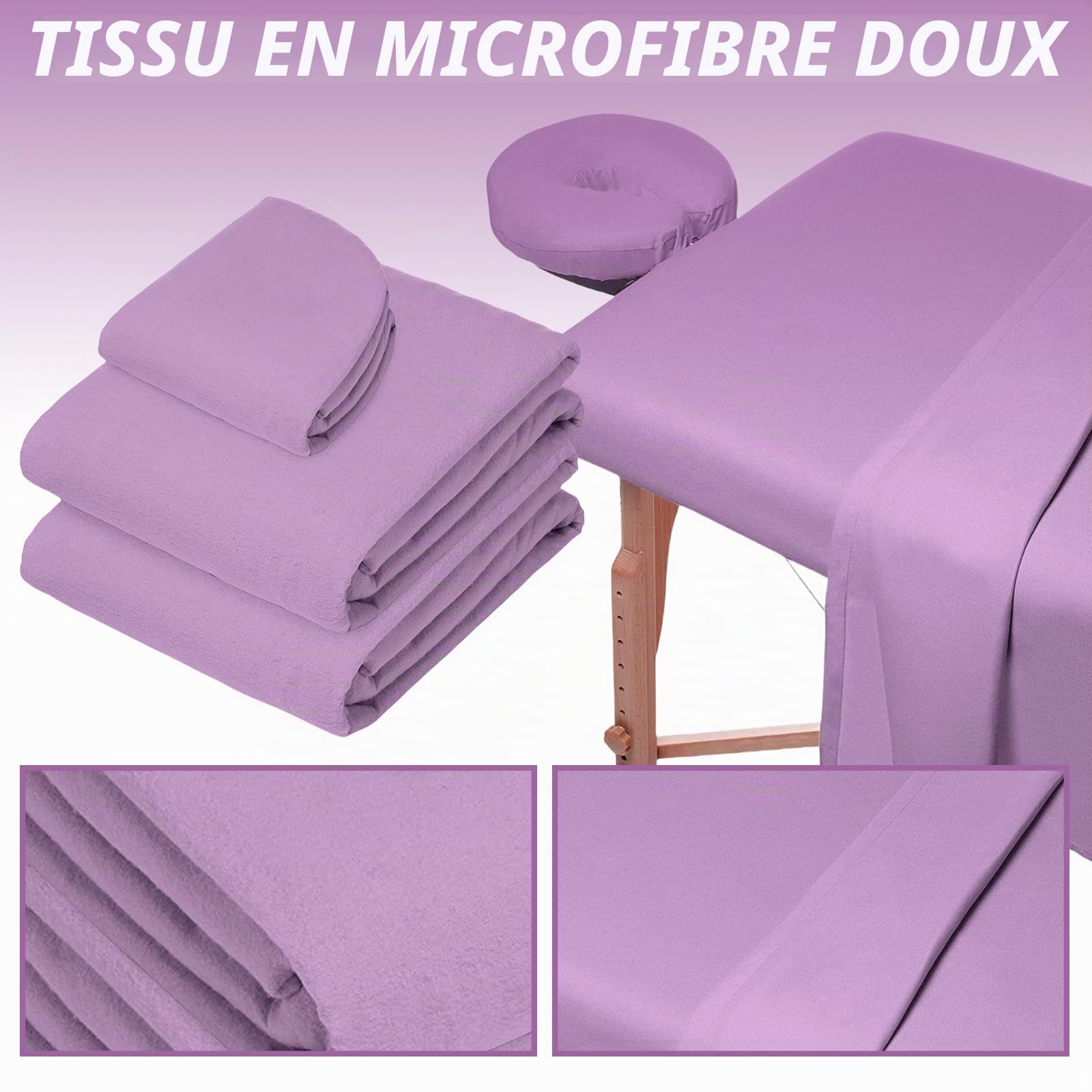 Lot de 3 lits de massage en microfibre, housse de couette pour le visage avec drap et drap-housse