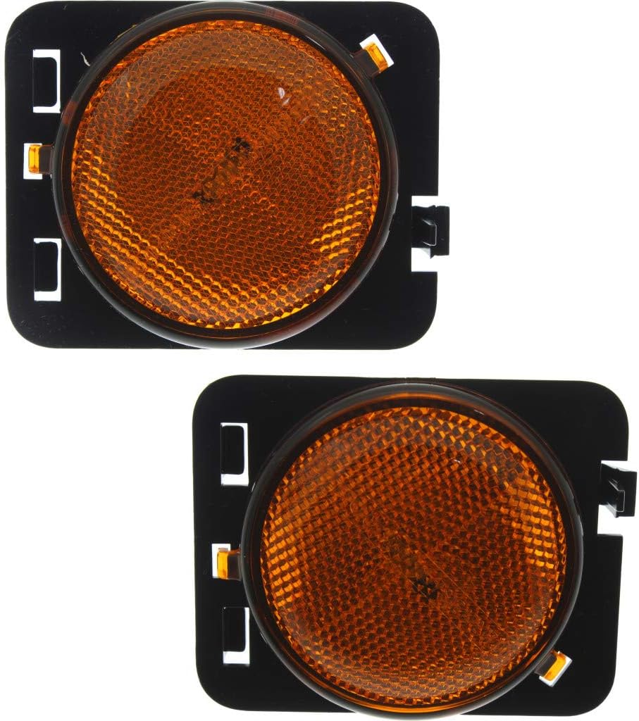 CarLights360 For Jeep Wrangler Side Marker Light Assembly 2007 08 09 10 11 12 2013 Driver and Passenger Side | Pair | CH2550127 + CH2551127
