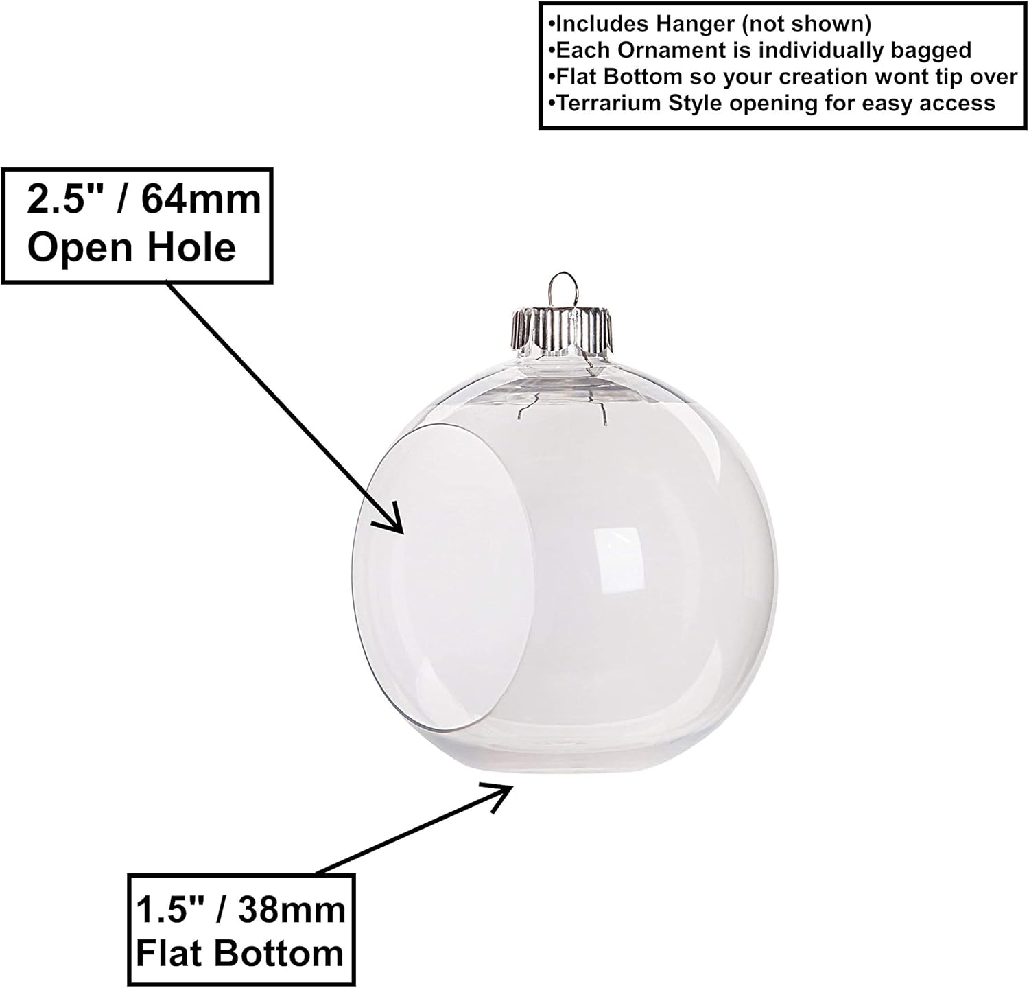 Clear plastic ornament ball decorated as a winter scene with a snowman and miniature trees
