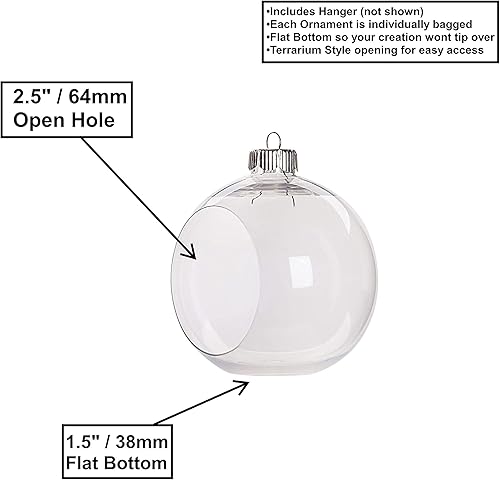 Miniatura 5 de Creative Hobbies Esferas decorativas de plástico transparente, parte delantera abierta con parte inferior plana, ideales para terrarios, 3.25