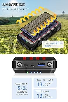 Amazon | 【22.5W/PD18W 急速充電】 ソーラーモバイルバッテリー