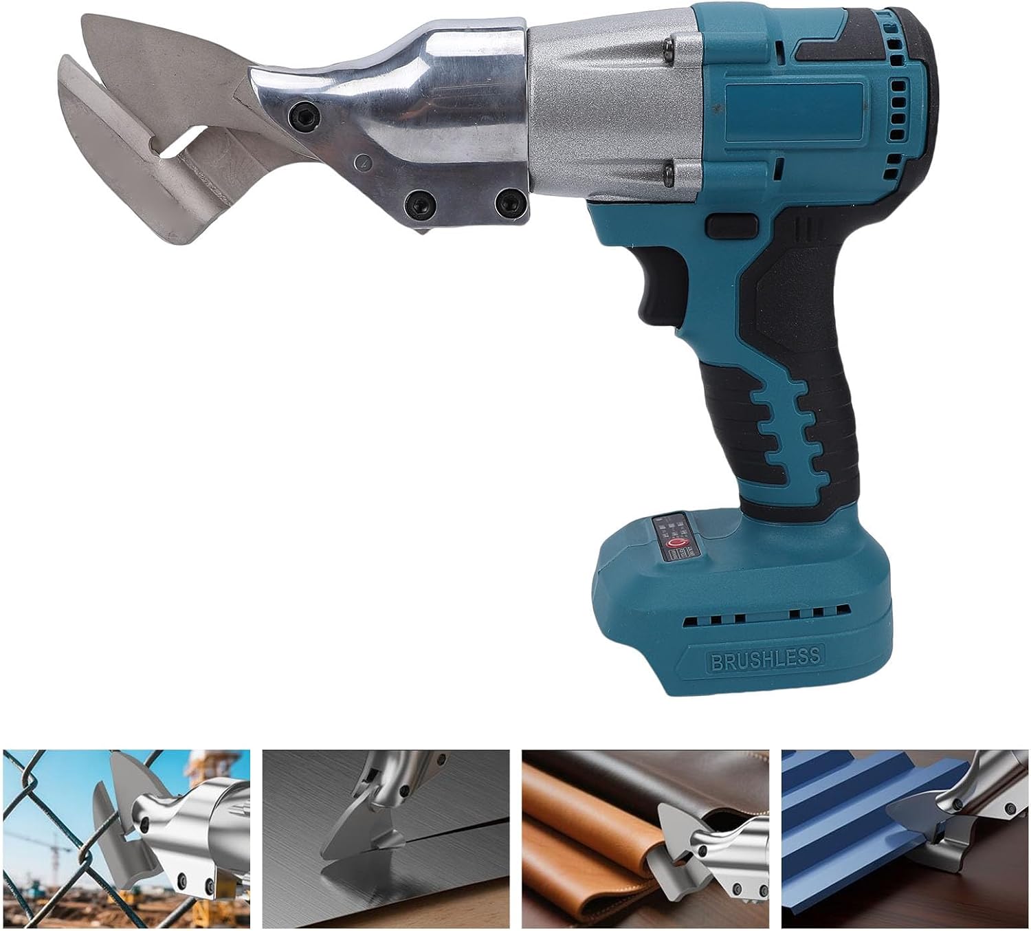 Ymiko Cordless Metal Shears 360 Rotating Head Variable Speed Electric Metal Cutting Scissors Stainless Steel Sheet Iron Carpet Leather Cardboard Professional Grade Cutting Tool (Fit for Makita)