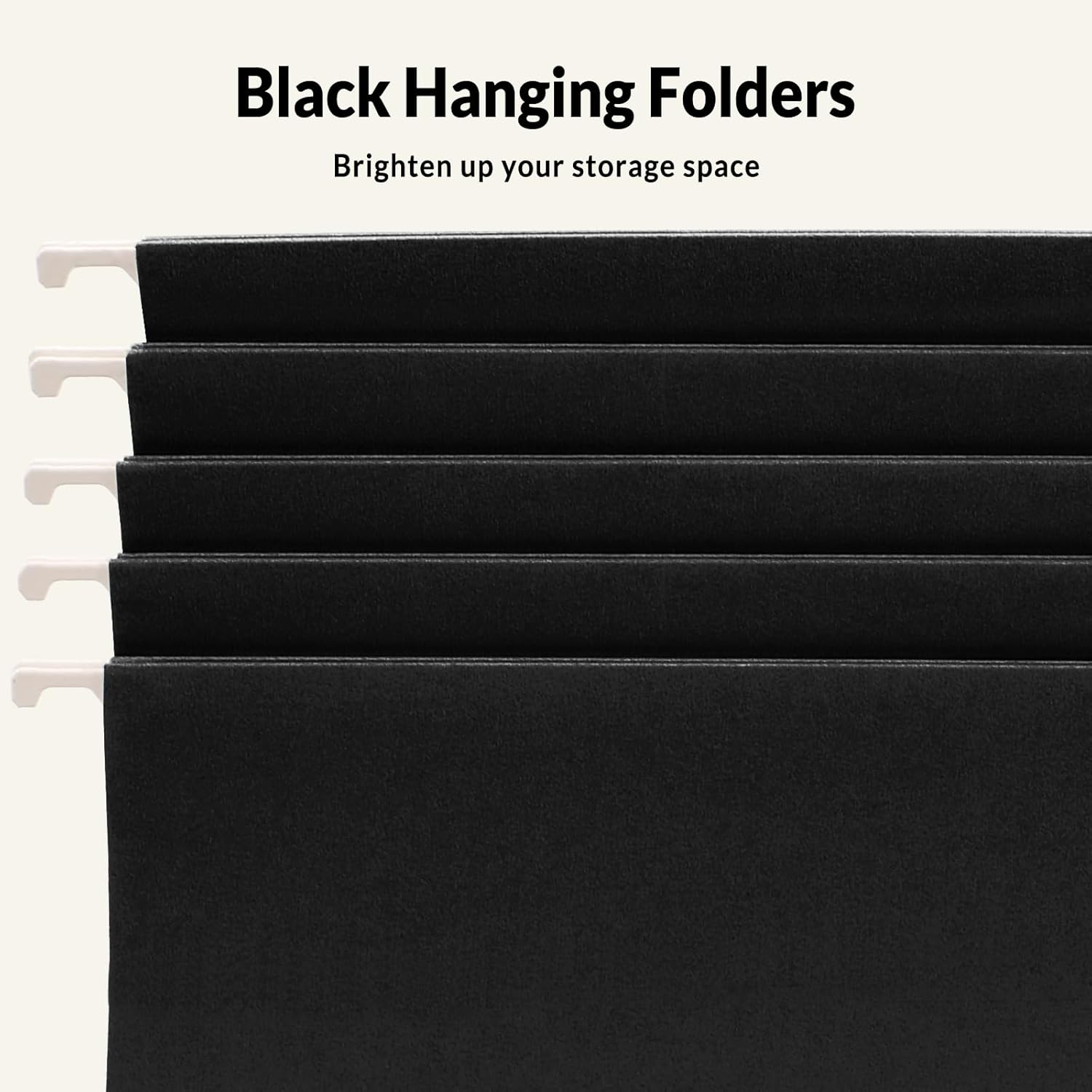 SUNEE Hanging File Folders Legal Size, Black File Folders 25 Pack 1/5-Cut Tabs, Stay Organized for Your Home and Office Bulk File and Documents