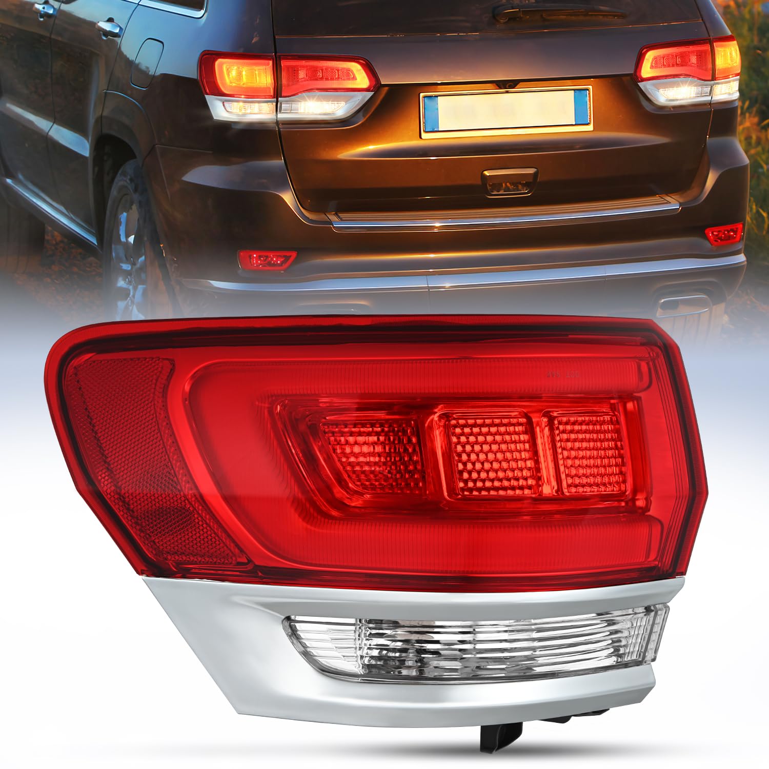 Nilight Taillight Assembly Compatible with 2014 2015 2016 2017 2018 2019 2020 Jeep Grand Cherokee Laredo/Limited/Overland/Summit Tail Lights Outer