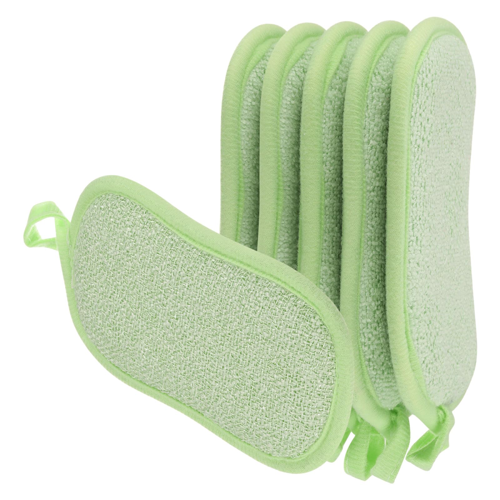 Muiltvoe Multipurpose Kitchen Dish Sponge Scrubber, 5 Pcs Non Scratch Microfiber Sponges Scouring Pads Sponges Scrub for Washing Dishes Cleaning Kitchen, Pink