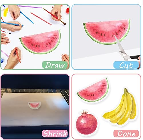 Miniatura 4 de Benvo 10 hojas de plástico termorretráctiles, papel de película de arte retráctil, papel retráctil para hacer tus propios aretes retráctiles DIKS,