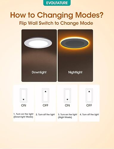 Miniatura 4 de Iluminación empotrable con luz nocturna de 6 pulgadas, 14 W, 1300 lúmenes, 5CCT, regulable, luces LED empotrables, ultra delgadas, 2700 K3500 K4000