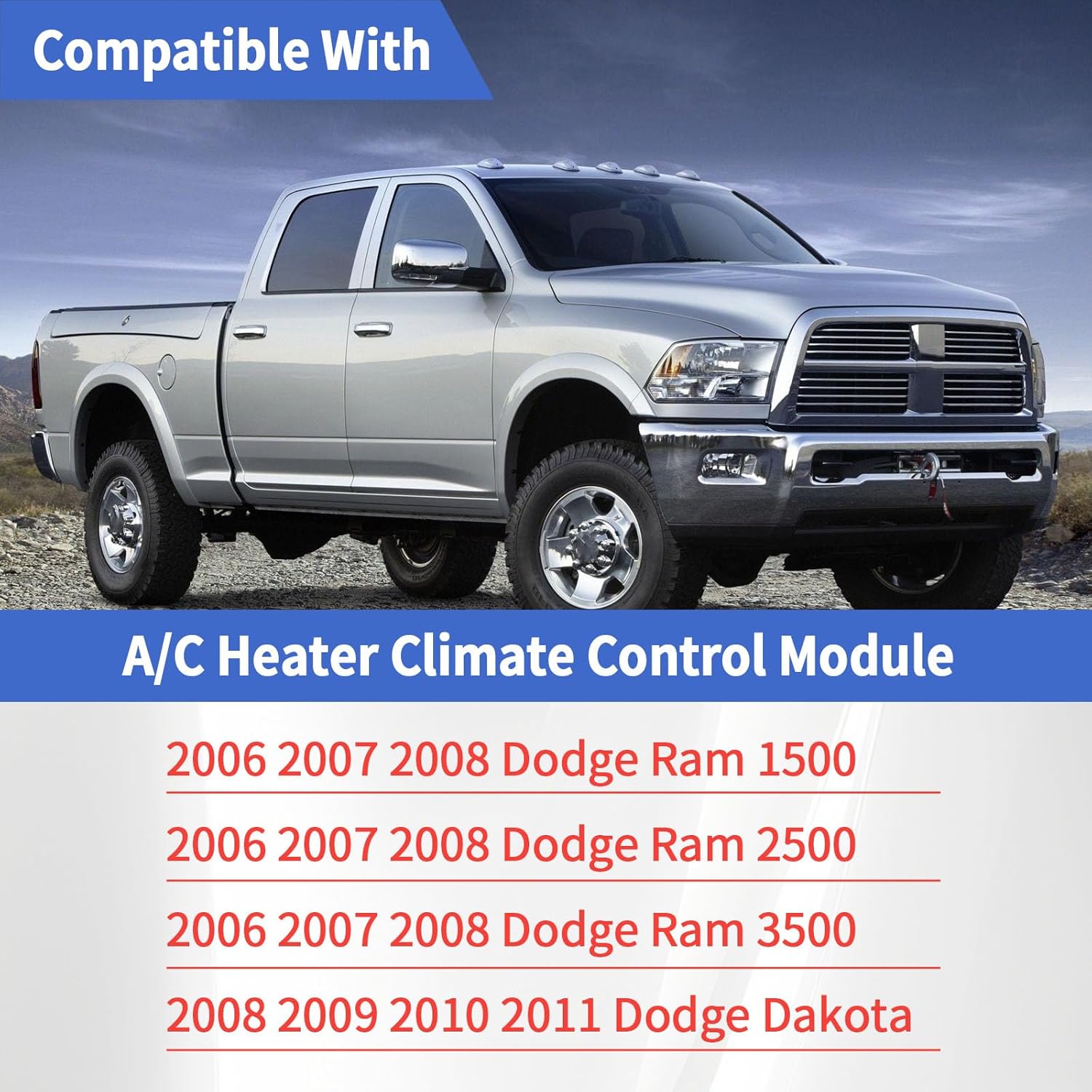 P55056569AC A/C Heater Climate Control Module Air Conditioning Control Switch Panel Fit for 2006-2008 Dodge Ram 1500 2500 3500, 2008-2011 Dakota Replace P55056569AD 55056569AE P55056755AB