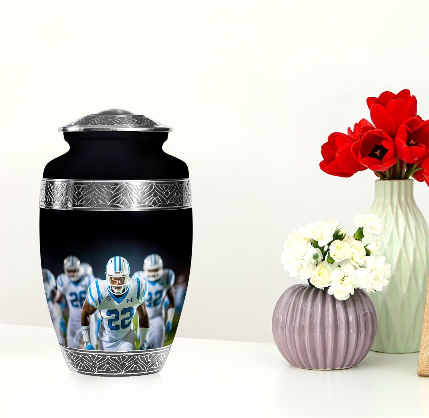 Football Urns for Adult Ashes - Large Urns for Human Ashes Adult Female & Male - Funeral Urn for Burial - Decorative Cremation Urn for Women 10 Inch - Image 4