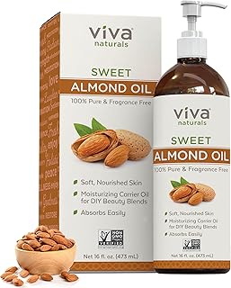 Sweet Almond Oil - 100% Pure Hair and Skin Softener, Non-Greasy Massage Oil, Carrier Oil for Essential Oils and DIY Beauty...