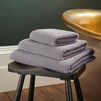 Christy Brixton Bath Towel Set | 2 Bath Towels 2 Hand Towels | Invigorating Textured Finish | Super Absorbent | 4 Piece Bathroom Towel Set | Titanium Grey