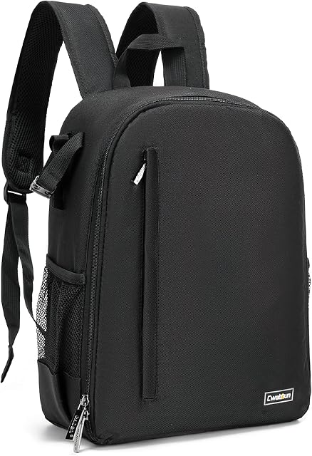 Cwatcun Camera Backpack Bag with Tripod Holder Anti-Theft Waterproof Camera Bag for Canon Nikon Sony DSLR SLR Camera for Women Men Photographer, 2.0 Black, Small, Backpack,lightweight,mesh