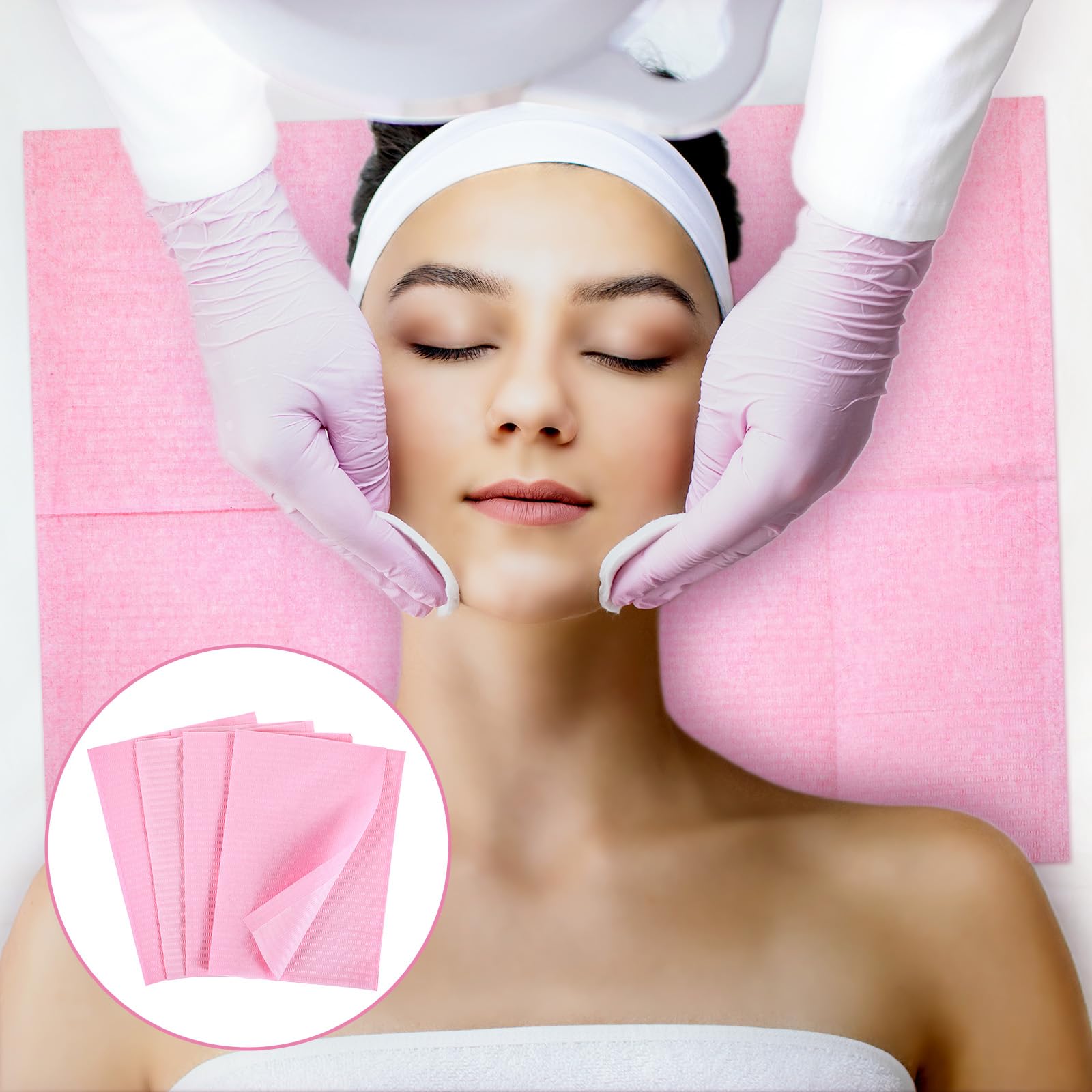 Oruola 20pcs Disposable Nail Mat,Pink Nail Art Table Mats,Waterproof Nails Desk Mat for Manicurists,Nails Table Manicure Tables Pads,Also Use to be Dental Bibs or Tattoo Tables Mats - Image 3