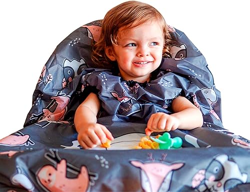 Miniatura 10 de Grabease Babero impermeable para bebés y niños pequeños de 6 a 24 meses - Baberos de bebé con contorno de placa que cubre completamente al bebé y