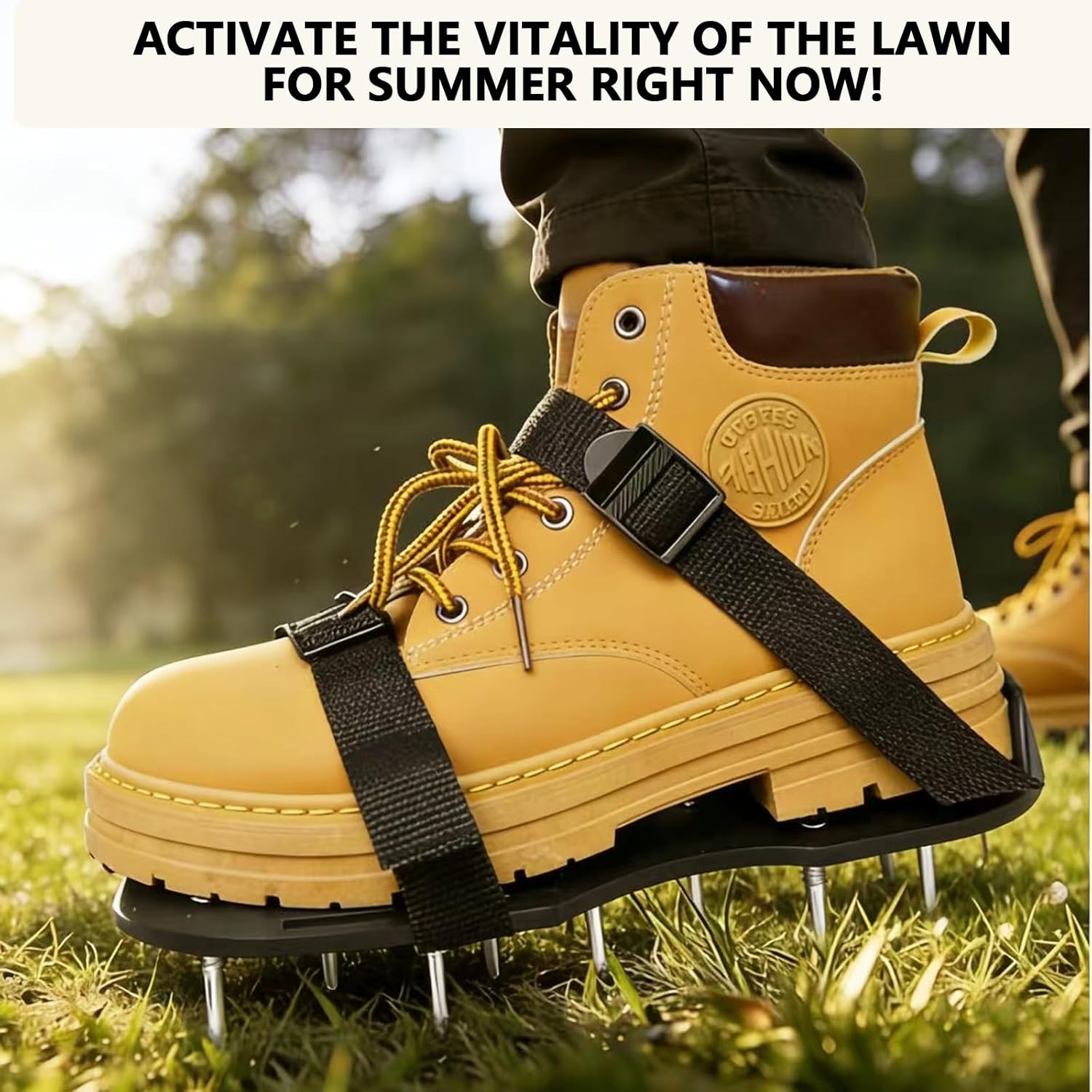 Lawn Aerator Shoes with Adjustable Straps - for Lawn Aeration or as Screed Shoes - Lawn Aerator Shoes as Perfect Aerator Lawn Tool - Lawn dethatcher Large