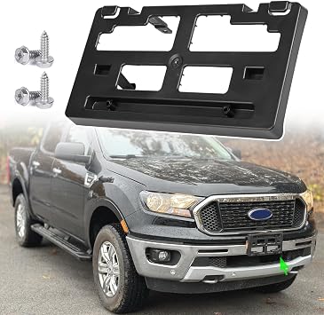 إطار لوحة ترخيص أمامي لفورد رينجر 2019 2020 2021 2022 2023 NO Drill Front Bumper Licence Plate حامل حامل حامل حامل حامل حامل حامل # KB3Z17A385A FO1068176