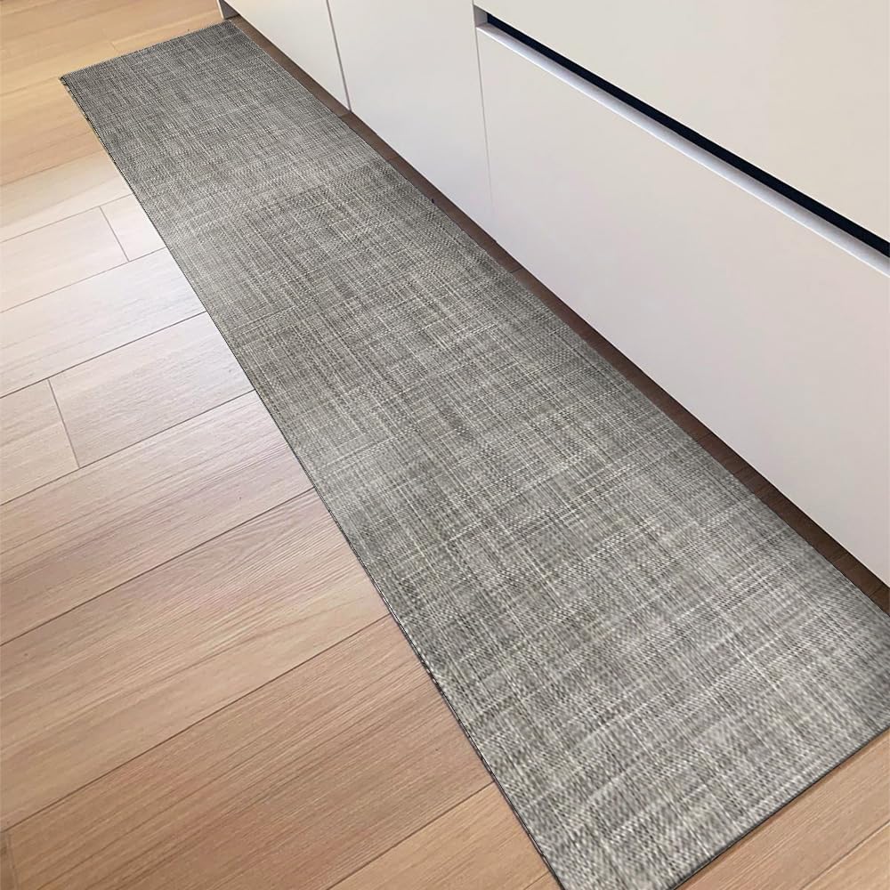 OLIVO.shop ROTOLO LOTUS BIG Tappeto cucina a metro, passatoia antiscivolo e antimacchia, tappeto effetto rattan, passatoia pvc cucina, su misura (Grigio, 50x130 cm)